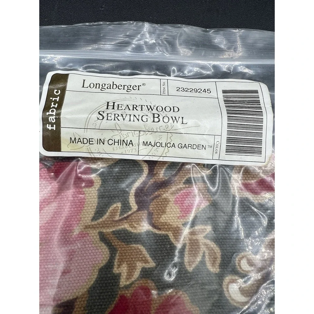 🌿‎ Longaberger Heartwood Serving Bowl Liner – Majolica Garden Pattern – NIP